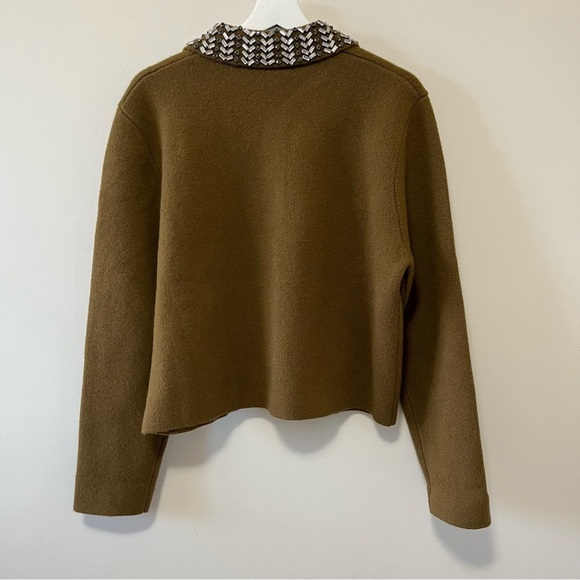 Zara ZW Collection 100% Wool Jewel Collar Cardigan Size XL - Picture 10 of 16